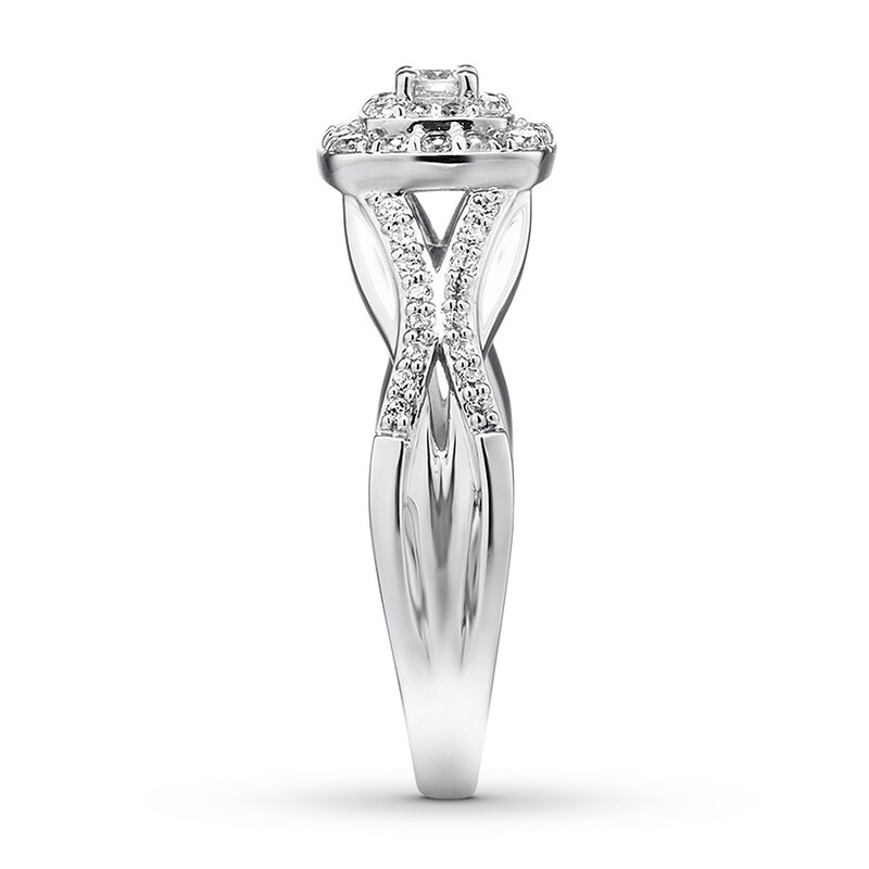 Main Image 3 of Previously Owned Diamond Promise Ring 1/2 carat tw Round 10K White Gold