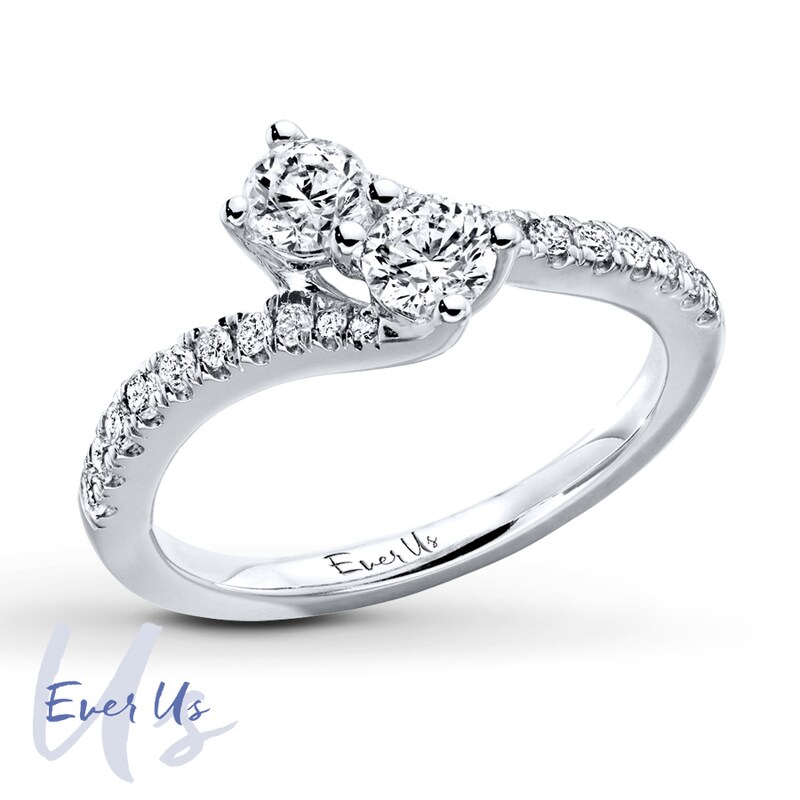 Main Image 3 of Previously Owned Ever Us Diamond Two-Stone Ring 3/4 ct tw 14K White Gold