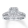 Thumbnail Image 1 of Previously Owned Diamond Bridal Set 7/8 ct tw Princess/Round 14K White Gold
