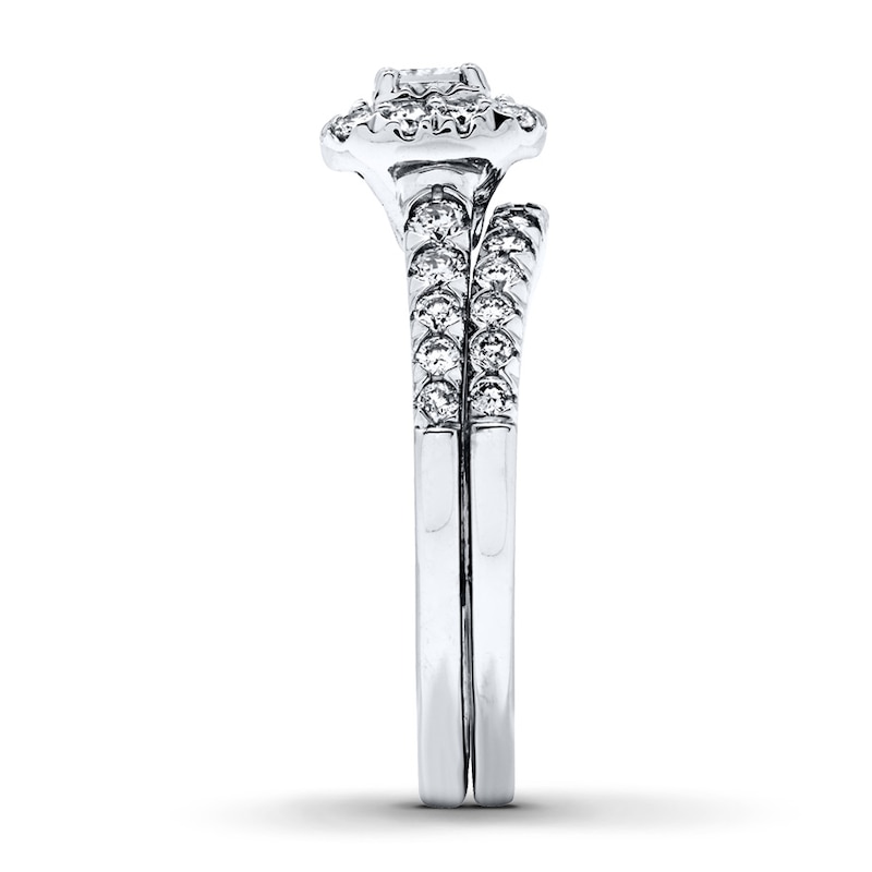 Main Image 3 of Previously Owned Diamond Bridal Set 7/8 ct tw Princess/Round 14K White Gold