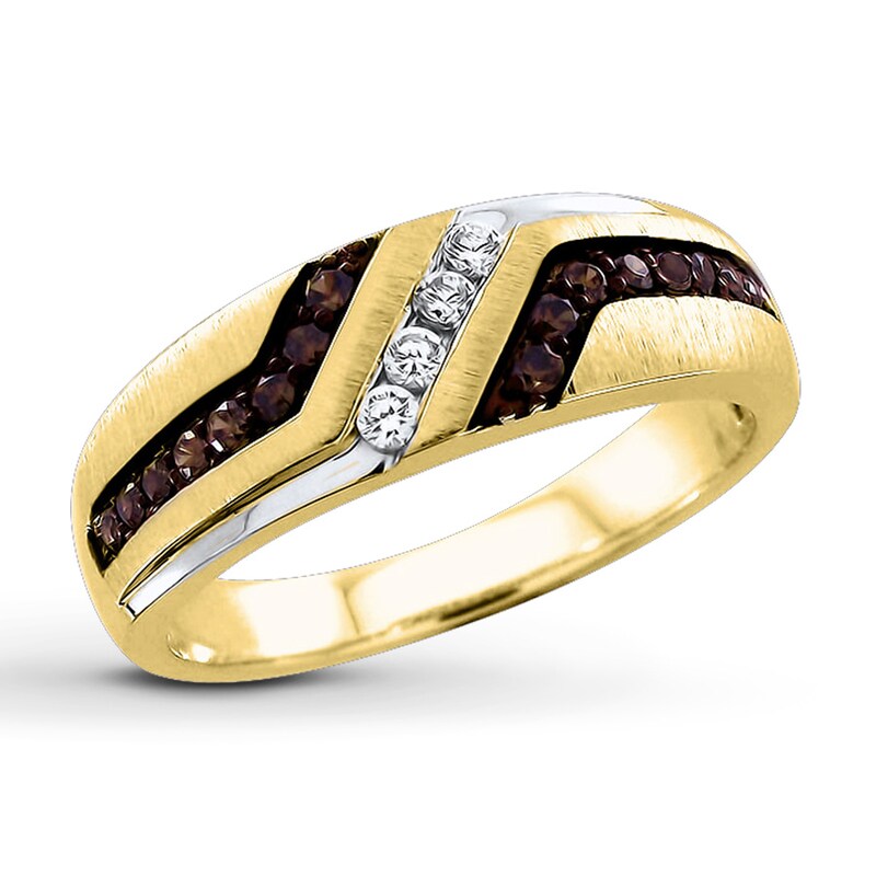 Main Image 1 of Previously Owned Brown/White Diamonds 3/8 ct tw Men's Ring 10K Yellow Gold