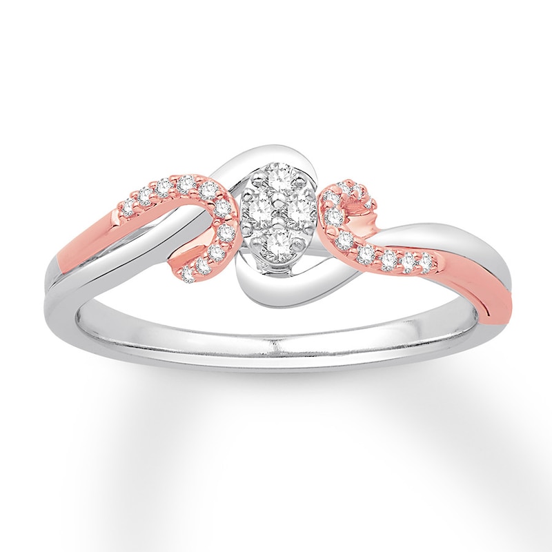 Previously Owned Diamond Promise Ring 1/8 ct tw Sterling Silver/10K Rose Gold