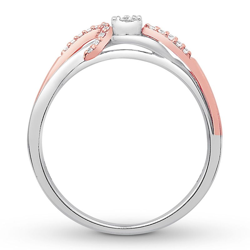 Main Image 2 of Previously Owned Diamond Promise Ring 1/8 ct tw Sterling Silver/10K Rose Gold