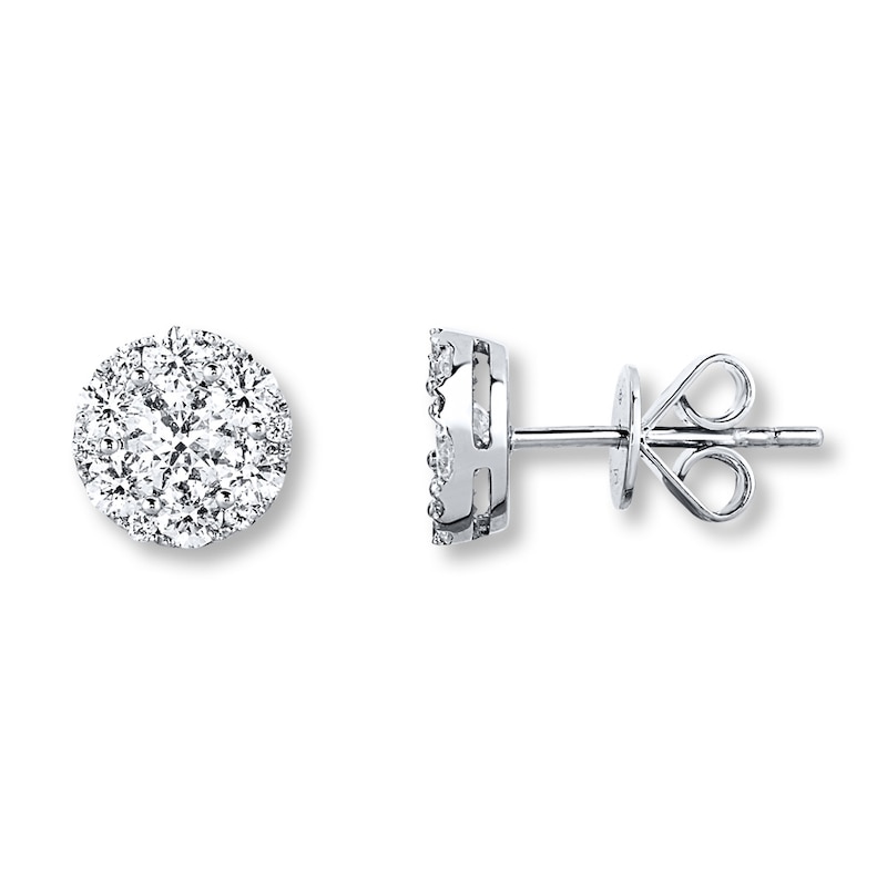 Main Image 1 of Previously Owned Diamond Earrings 1-1/3 ct tw Round-cut 14K White Gold