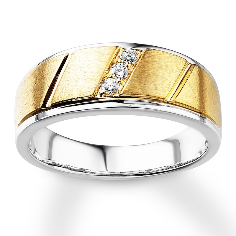 Previously Owned Men's Diamond Band 1/10 ct tw 10K Two-Tone Gold