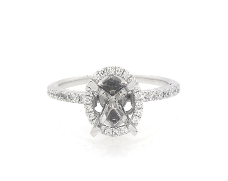 Main Image 1 of Previously Owned Diamond Oval Halo Engagement Ring Setting 1/3 ct tw 14K White Gold