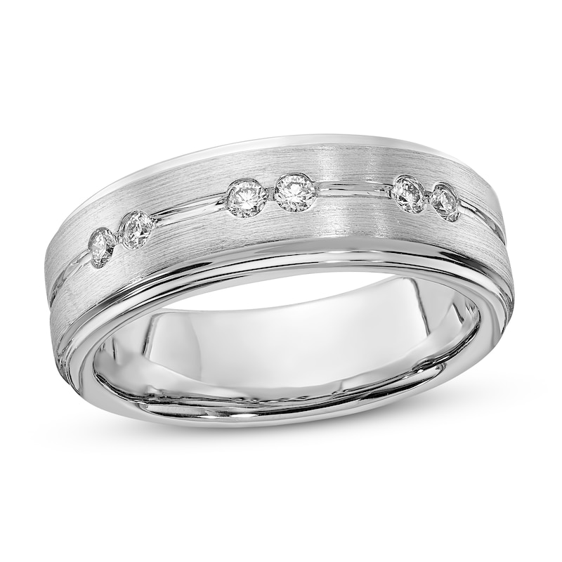 Previously Owned Men's Diamond Wedding Band 1/ ct tw Round 10K White Gold