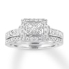 Thumbnail Image 1 of Previously Owned Diamond Bridal Set 1/2 ct tw Princess/Round/Baguette 14K Gold