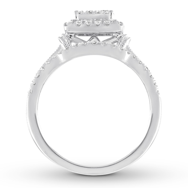 Main Image 2 of Previously Owned Diamond Bridal Set 1/2 ct tw Princess/Round/Baguette 14K Gold
