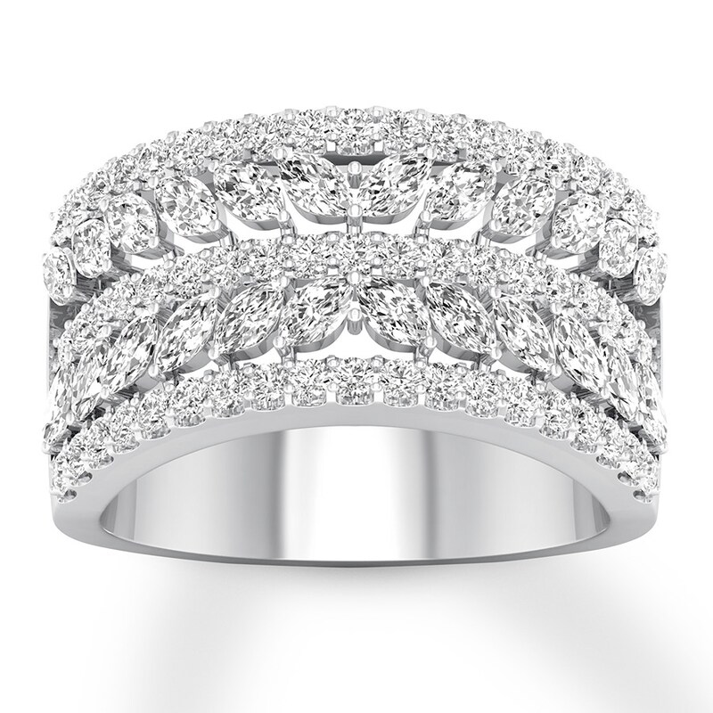 Main Image 1 of Previously Owned Diamond Anniversary Band 2 ct tw Marquise/Round 14K White Gold