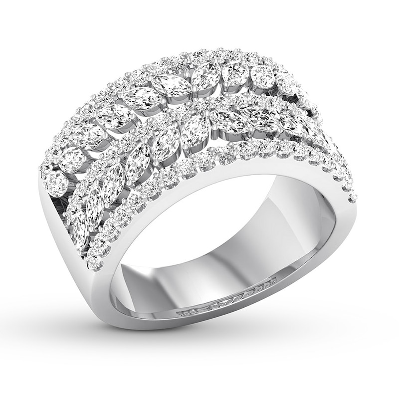 Main Image 4 of Previously Owned Diamond Anniversary Band 2 ct tw Marquise/Round 14K White Gold