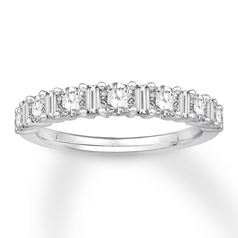 Main Image 1 of Previously Owned Diamond Anniversary Band 1 ct tw Round/Baguette 14K White Gold
