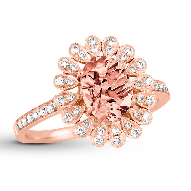 Main Image 1 of Previously Owned Morganite Ring 1/5 ct tw Diamonds 18K Rose Gold