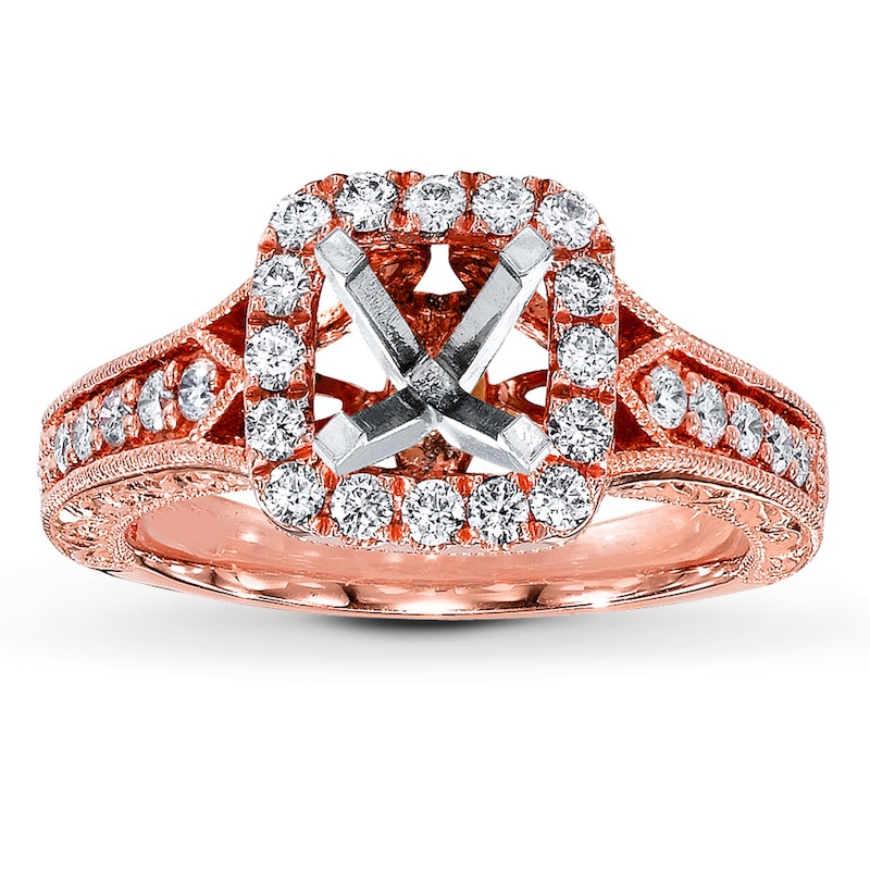 Main Image 1 of Previously Owned Diamond Ring Setting 1/2 ct tw Round-cut 14K Rose Gold