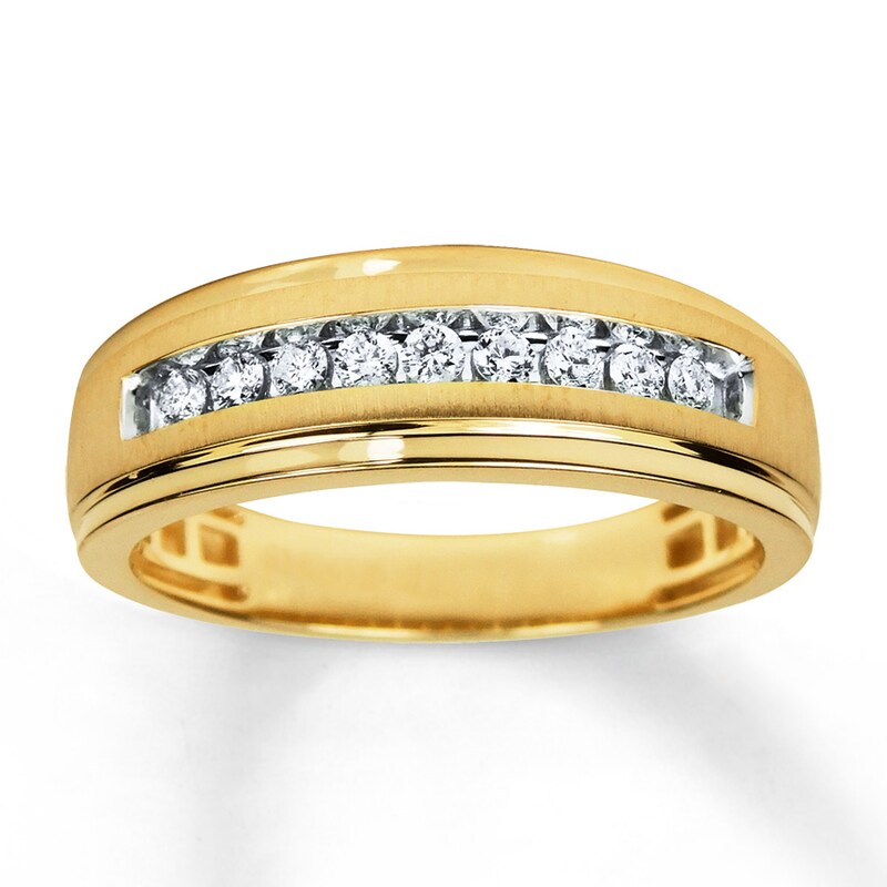 Main Image 1 of Previously Owned Men's Diamond Wedding Band 1/4 ct tw 10K Yellow Gold