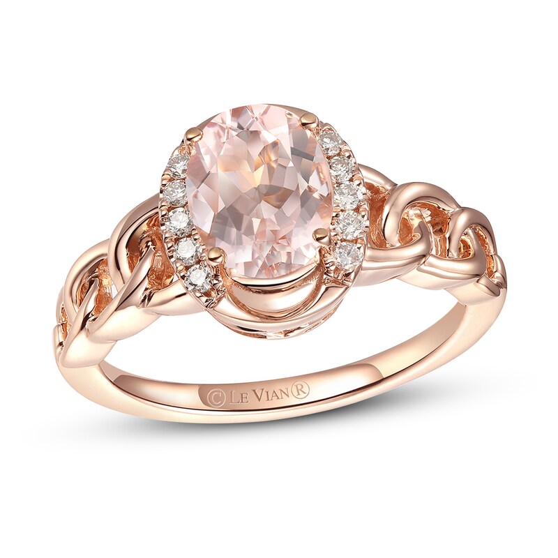 Main Image 1 of Previously Owned Le Vian Natural Morganite Ring 1/10 ct tw Diamonds 14K Strawberry Gold