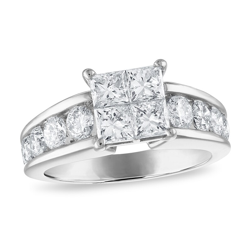 Main Image 1 of Previously Owned Diamond Engagement Ring 2-1/2 ct tw Princess/Round 14K White Gold