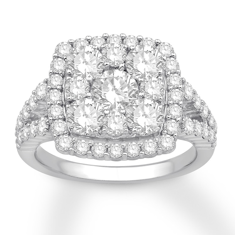 Main Image 1 of Previously Owned Diamond Engagement Ring 2-3/4 ct tw Round-cut 14K White Gold