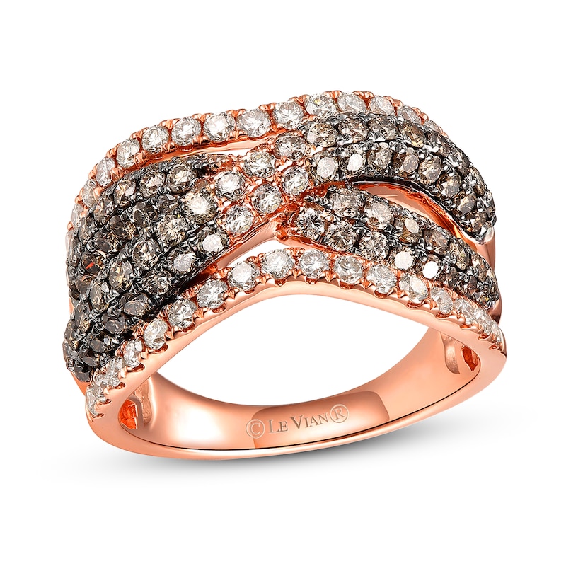 Main Image 1 of Previously Owned Le Vian Chocolate Diamond Ring 2 ct tw Round 14K Strawberry Gold