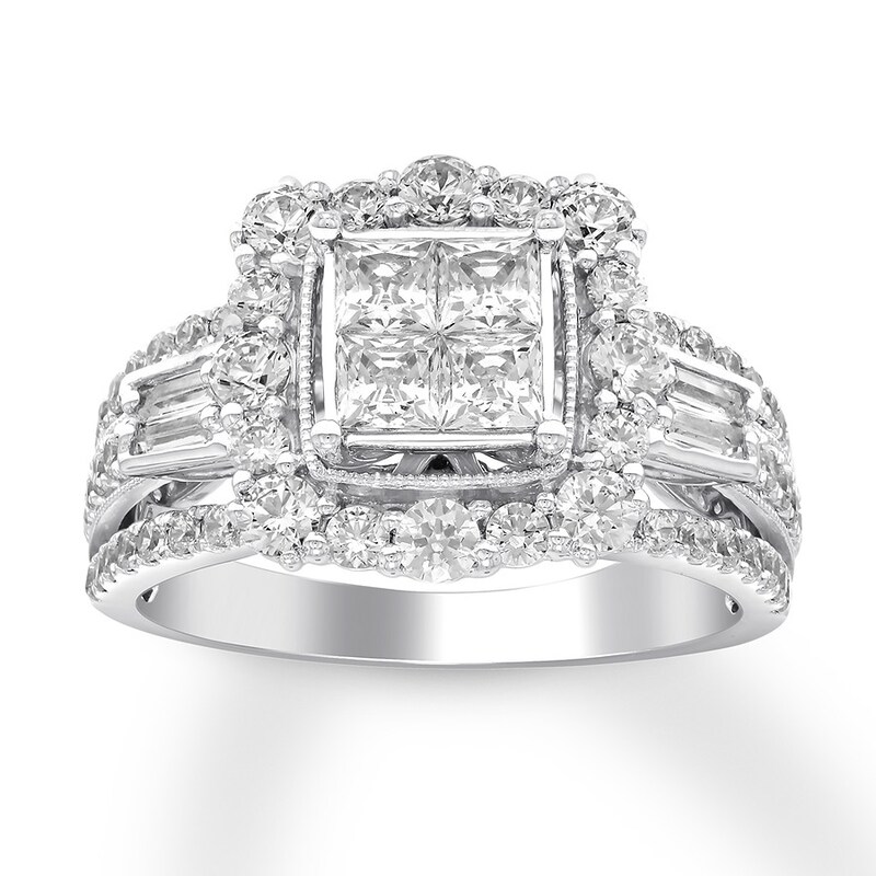 Main Image 1 of Previously Owned Diamond Engagement Ring 2 ct tw Princess-cut 14K White Gold
