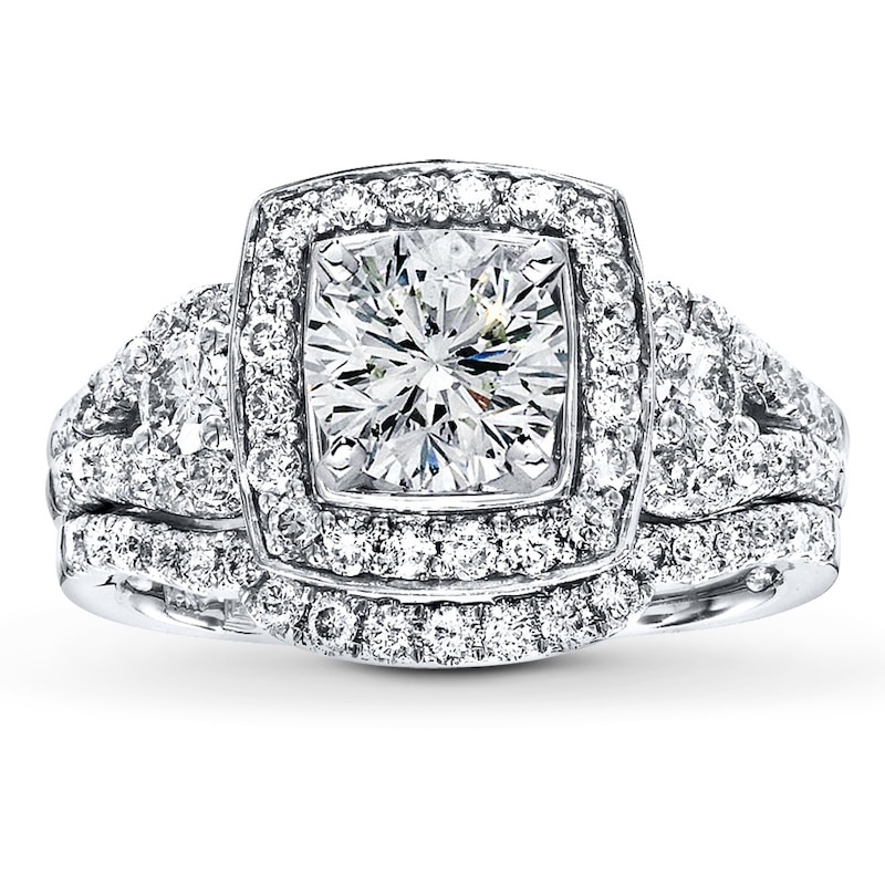Main Image 3 of Previously Owned Diamond Bridal Setting 7/8 ct tw Round-cut 14K White Gold