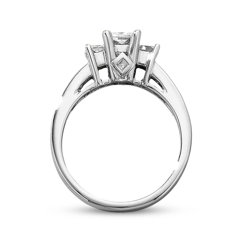 Main Image 2 of Previously Owned Diamond Three-Stone Engagement Ring 1 ct tw Princess-cut 14K White Gold