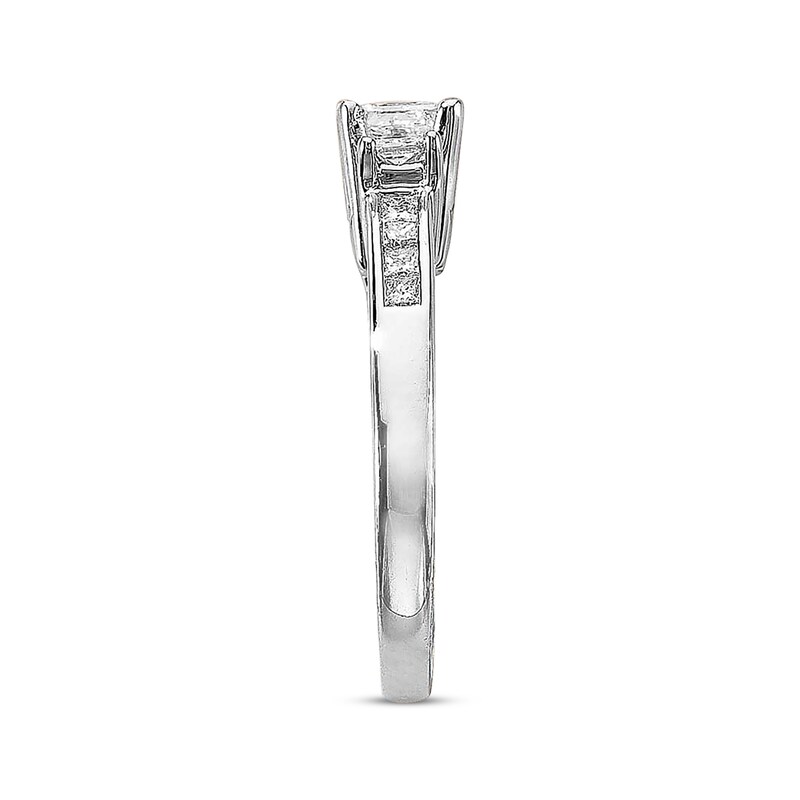 Main Image 3 of Previously Owned Diamond Three-Stone Engagement Ring 1 ct tw Princess-cut 14K White Gold