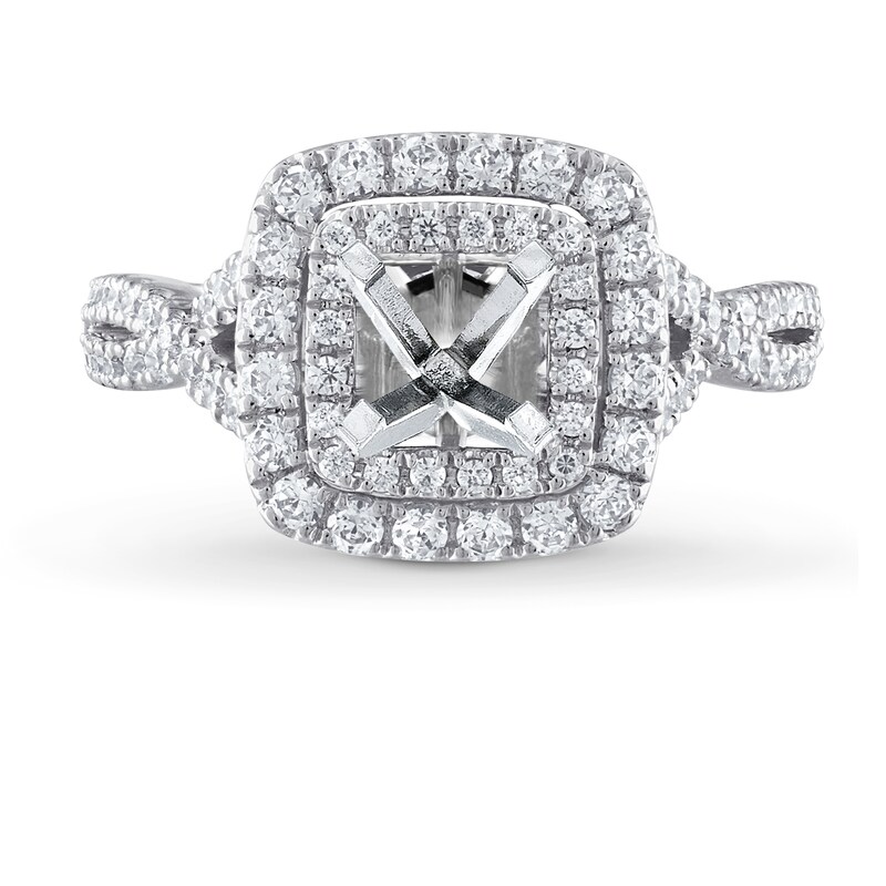 Main Image 1 of Previously Owned Vera Wang WISH Engagement Ring Setting 3/4 ct tw Round Diamonds 14K White Gold