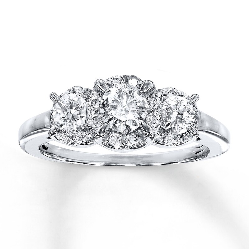 Main Image 1 of Previously Owned Diamond 3-Stone Ring 1 carat tw Round-cut 14K White Gold