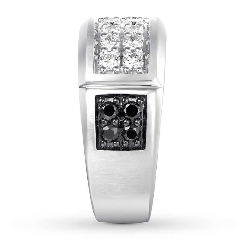 Main Image 3 of Previously Owned Black & White Diamond Men's Band 1 ct tw 14K White Gold