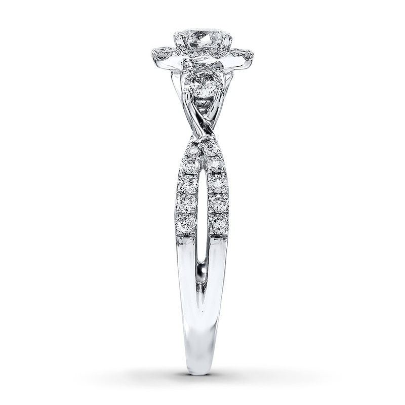 Main Image 3 of Previously Owned Diamond Engagement Ring 7/8 ct tw Round-cut 14K White Gold