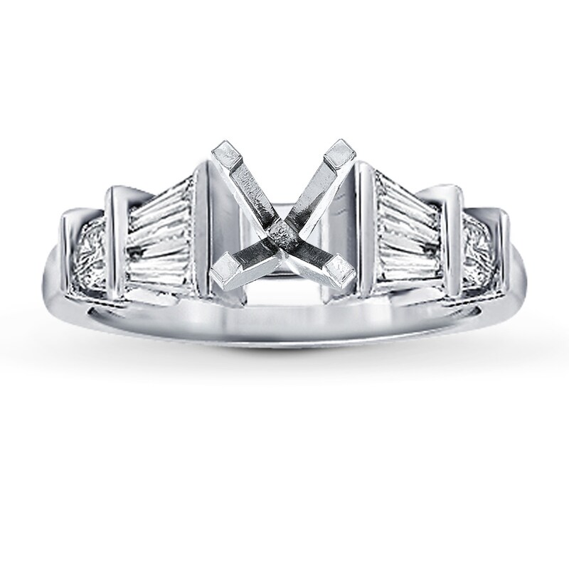 Main Image 1 of Previously Owned Diamond Ring Setting 5/8 ct tw Round/Baguette 14K White Gold