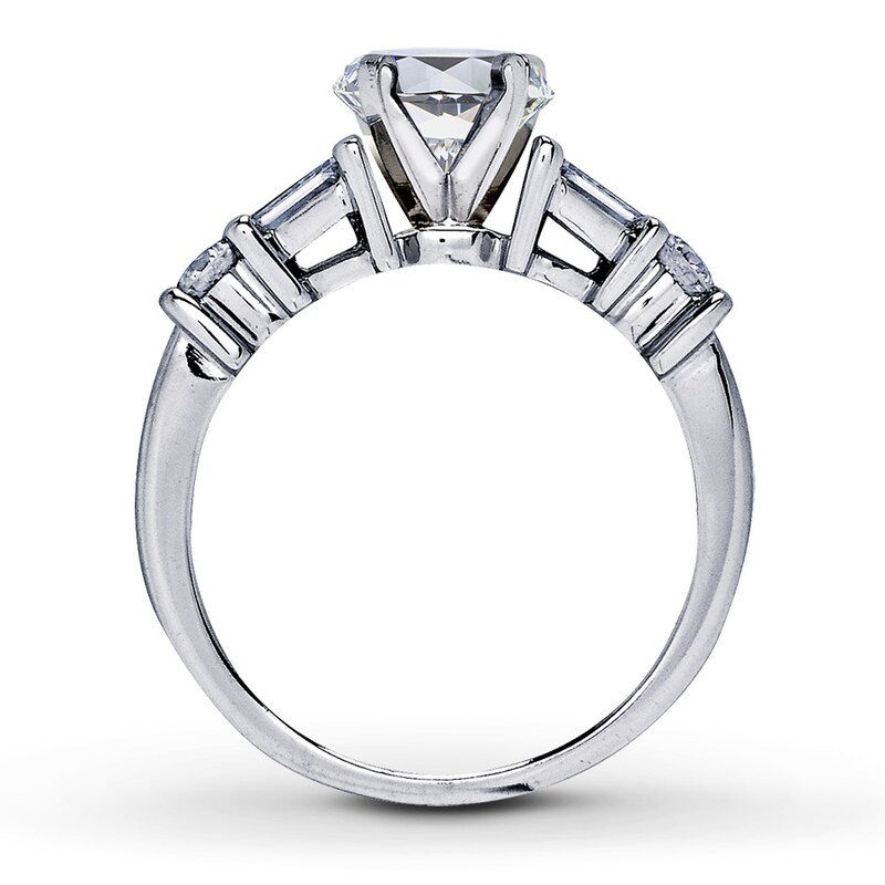 Main Image 2 of Previously Owned Diamond Ring Setting 5/8 ct tw Round/Baguette 14K White Gold