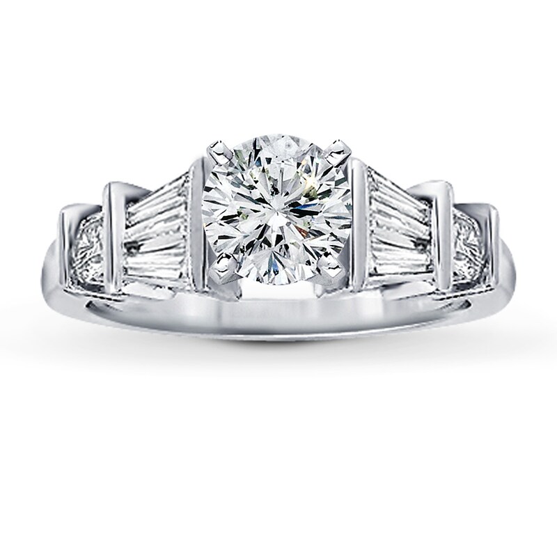 Main Image 3 of Previously Owned Diamond Ring Setting 5/8 ct tw Round/Baguette 14K White Gold