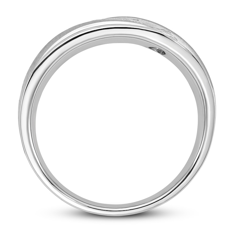 Main Image 2 of Previously Owned Men's 3-Stone Diamond Wedding Band 5/8 ct tw Round 10K White Gold
