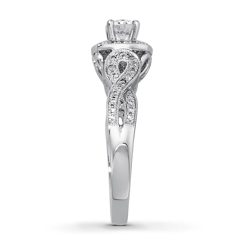 Main Image 3 of Previously Owned Diamond Engagement Ring 5/8 ct tw Round-cut 14K White Gold