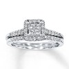 Thumbnail Image 1 of Previously Owned Diamond Bridal Set 5/8 ct tw Round/Princess 14K White Gold