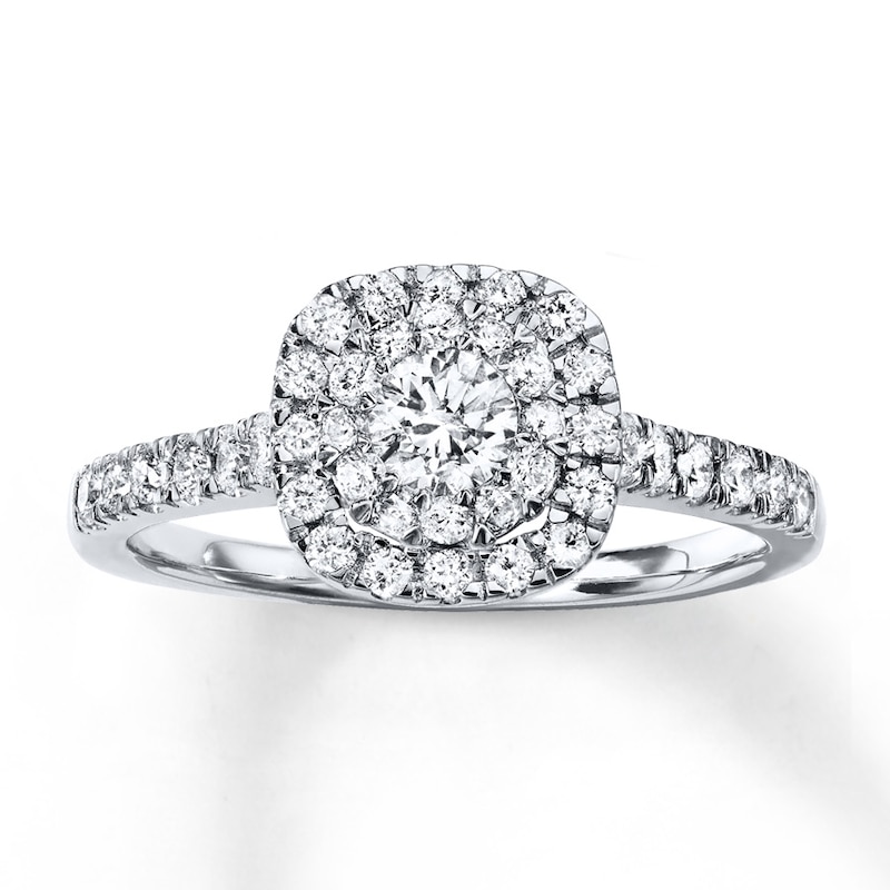Main Image 1 of Previously Owned Diamond Engagement Ring 3/4 ct tw Round-cut 14K White Gold
