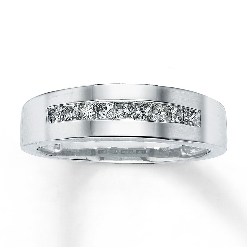 Main Image 1 of Previously Owned Men's Diamond Ring 1/2 ct tw Square 14K White Gold