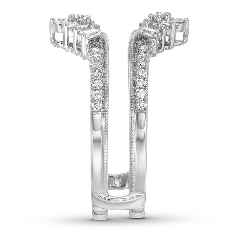 Main Image 3 of Previously Owned Diamond Enhancer Ring 1/2 ct tw Round/Baguette 14K White Gold