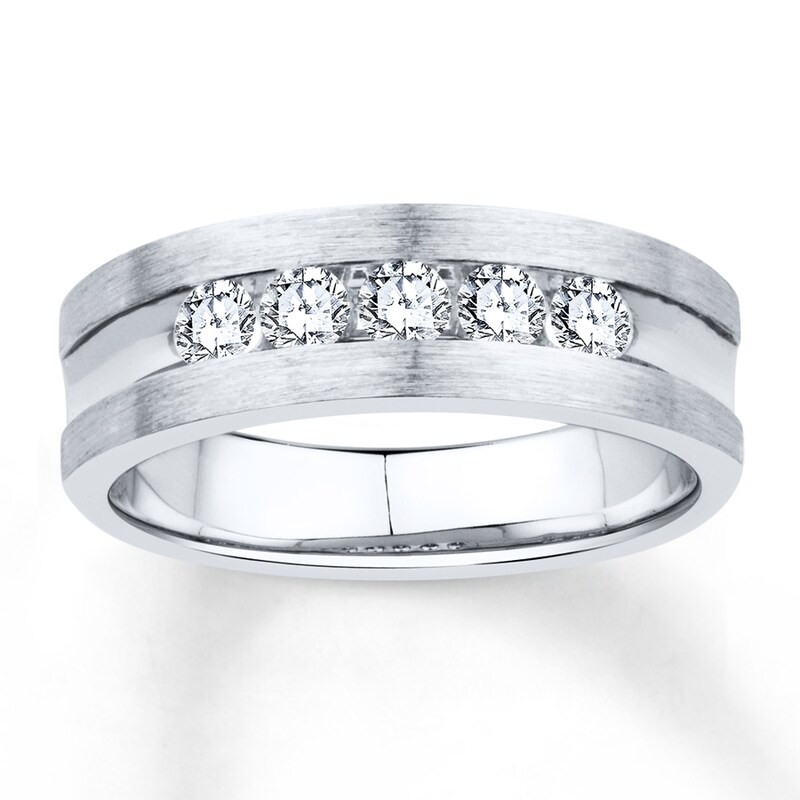 Main Image 1 of Previously Owned Men's Diamond Band 1/2 ct tw Round-cut 10K White Gold