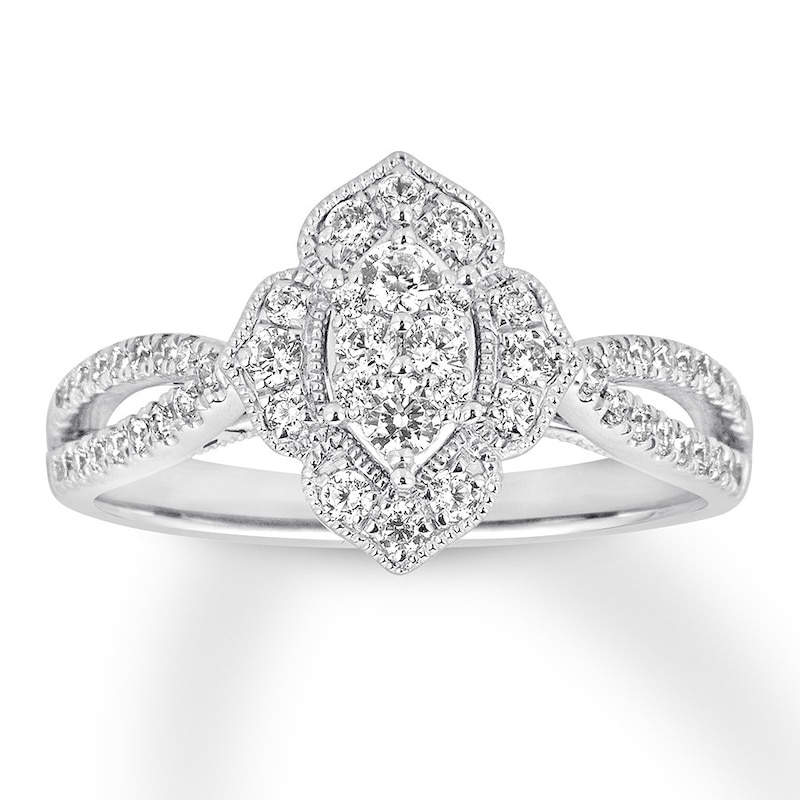 Main Image 1 of Previously Owned Diamond Engagement Ring 1/2 ct tw Round-cut 14K White Gold