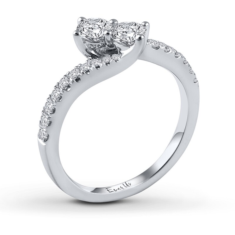 Main Image 2 of Previously Owned Ever Us Two-Stone Ring 1/2 ct tw Diamonds 14K White Gold