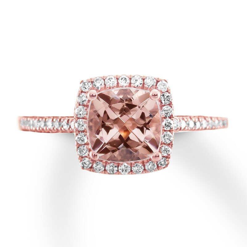 Main Image 1 of Previously Owned Morganite Engagement Ring 1/5 ct tw Diamonds 14K Rose Gold