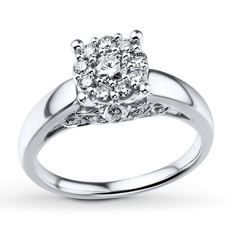 Main Image 1 of Previously Owned Diamond Promise Ring 1/2 ct tw Round 10K White Gold
