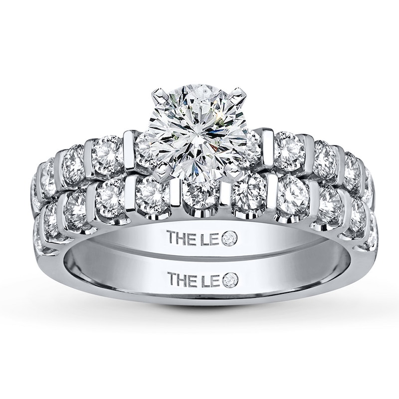 Main Image 3 of Previously Owned Leo Bridal Setting 1 ct tw Diamonds 14K White Gold
