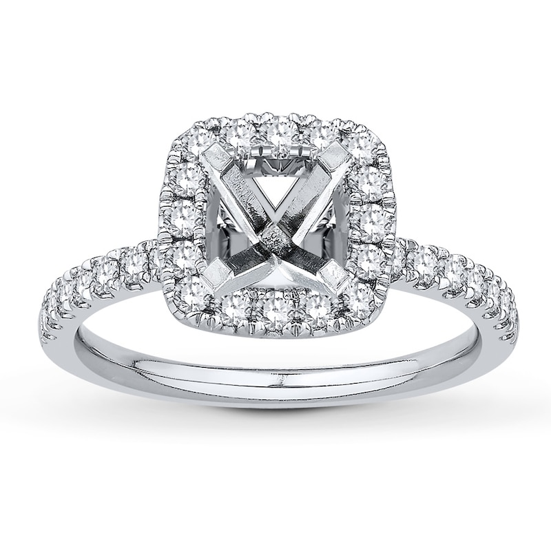 Main Image 1 of Previously Owned Colorless Diamond Ring Setting 5/8 cttw Round 14K White Gold