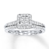 Thumbnail Image 1 of Previously Owned Diamond Bridal Set 5/8 ct tw Round/Princess 14K White Gold