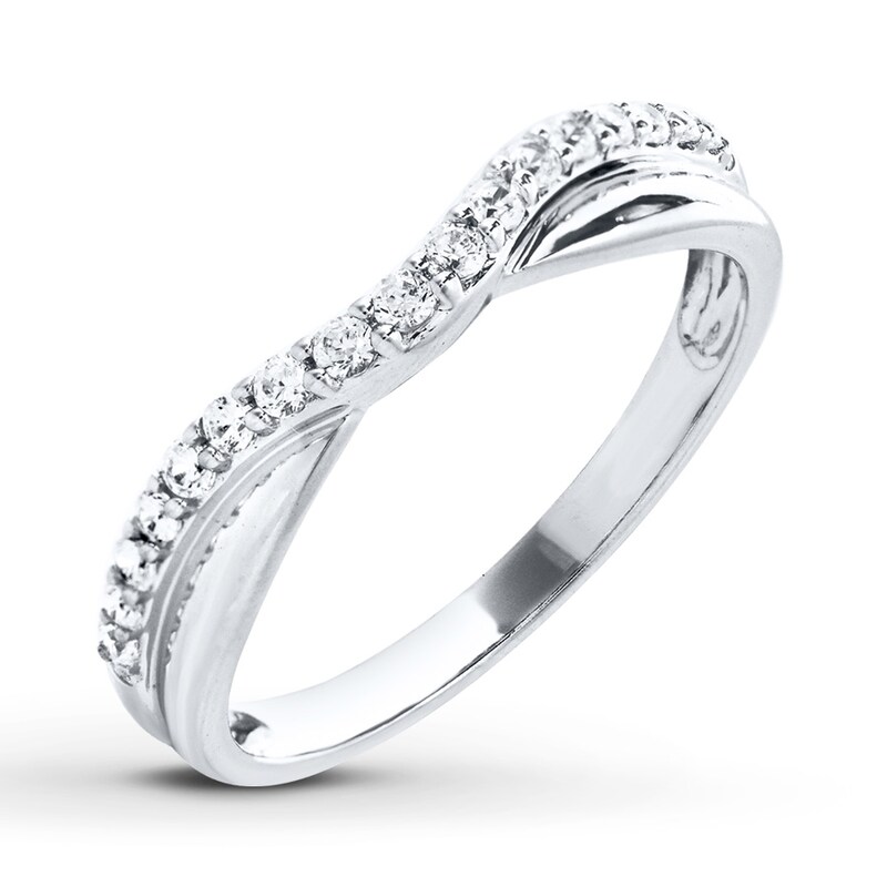 Main Image 1 of Previously Owned Diamond Anniversary Ring 1/10 ct tw Round-cut 14K White Gold