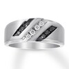 Thumbnail Image 1 of Previously Owned Men's Black & White Diamond Band 1/4 ct tw 10K White Gold